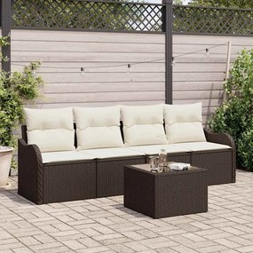 vidaXL Σετ Καναπέ Κήπου 5 pcs Καφέ Πολυ ράταν