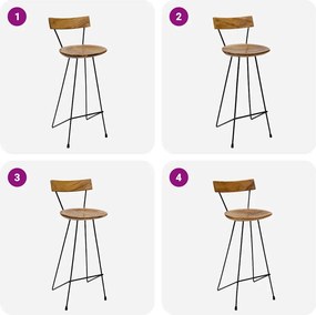 vidaXL Σκαμπό Μπαρ 2 τεμ. από Μασίφ Ξύλο Teak