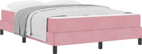 vidaXL Κρεβάτι με ελατήρια με στρώμα Ροζ 160 x 210 cm ύφασμα