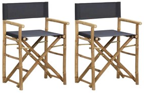 313029 vidaXL Καρέκλες Σκηνοθέτη Πτυσσόμενες 2 τεμ Σκούρο Γκρι Μπαμπού/Ύφασμα Γκρι, 1 Τεμάχιο