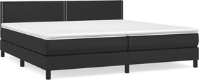 vidaXL Κρεβάτι Boxspring με Στρώμα Μαύρο 200x200 εκ. Συνθετικό Δέρμα
