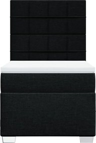 vidaXL Κρεβάτι Boxspring με Στρώμα Μαύρο 90x200 εκ. Υφασμάτινο
