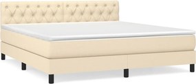 vidaXL Κρεβάτι Boxspring με Στρώμα Κρεμ 160x200 εκ. Υφασμάτινο