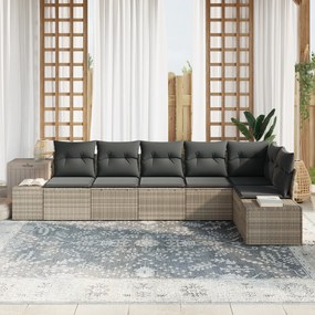 vidaXL Σετ Καναπέ Κήπου 6 Τεμαχίων με Μαξιλάρια Ανοιχτό Γκρι Πολυ Ρατάν.