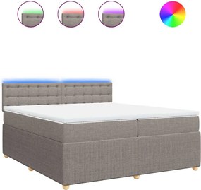 vidaXL Κρεβάτι Boxspring με Στρώμα Taupe 200x200 εκ. Υφασμάτινο
