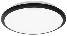 GloboStar® TUFFIN 60996 Πλαφονιέρα Οροφής LED 24W 2760lm 120° AC 220-240V Αδιάβροχη IP54 Φ30 x Υ6.5cm Ψυχρό Λευκό 6000K - Μαύρο - Bridgelux Chips - 3 Years Warranty