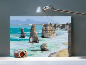 Πίνακας ζωγραφικής με αριθμούς Βράχοι στη θάλασσα - 60x40