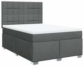 vidaXL Κρεβάτι Boxspring με Στρώμα Σκούρο Γκρι 140x200 εκ Υφασμάτινο