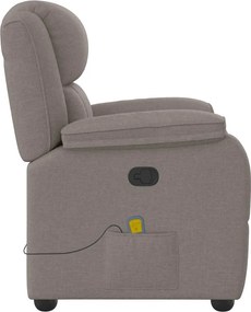 vidaXL Πολυθρόνα Μασάζ Ανακλινόμενη Taupe Υφασμάτινη