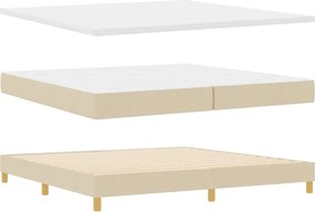 vidaXL Κρεβάτι με ελατήρια με στρώμα Κρεμ 200 x 200 cm ύφασμα