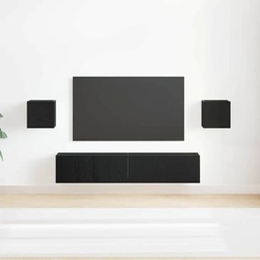 vidaXL σετ βάσης τηλεόρασης 6 τεμαχίων  μαύρης δρυός επεξεργασμένου ξύλου