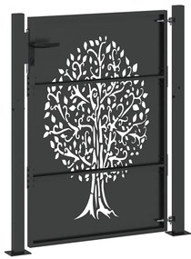 vidaXL Πύλη Κήπου Μαύρο 105 x 125 cm Ατσάλι με Επικάλυψη Πούδρας