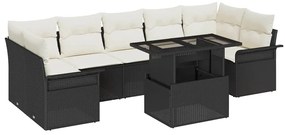 vidaXL Σετ Καναπέ Κήπου με μαξιλάρι 8 pcs Μαύρο Πολυ ράταν