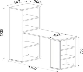 Γραφείο εργασίας πολυμορφικό Last Megapap χρώμα λευκό 119x44,7x123εκ.