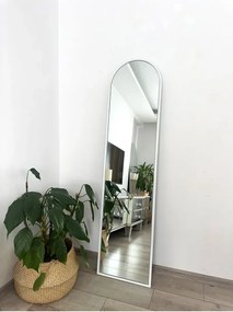Οβάλ επιδαπέδιος καθρέφτης με μεταλλικό πλαίσιο Λευκό 160x40x1.5 cm