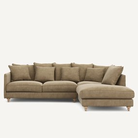 Γωνιακός καναπές-κρεβάτι από βελούδο stonewashed, Lazare