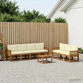 vidaXL Σειρά Καναπέ Εξωτερικού 8 pcs Φυσικό και Κρέμα Πολυεστέρας