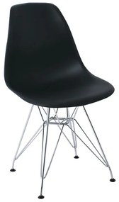 ART Καρέκλα Tραπεζαρίας Κουζίνας Μέταλλο Χρώμιο - PP Μαύρο  46x55x82cm [-Χρώμιο/Μαύρο-] [-Μέταλλο/PP - ABS - Polywood-] ΕΜ124,22P