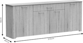 Μπουφές Kinley grey-wenge 210x40x82εκ 210x40x82 εκ.