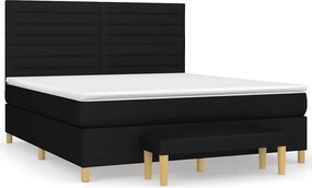 vidaXL Κρεβάτι Boxspring με Στρώμα Μαύρο 180x200 εκ. Υφασμάτινο