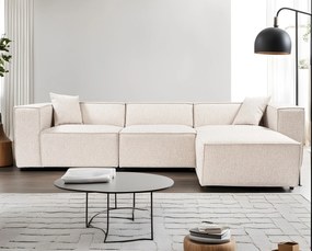 Corner Sofa Lora (L1-O1-1R-POUFFE ) - Light Brown Light Brown