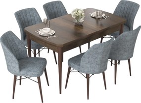 Extendable Dining Table &amp; Chairs Set (7 Pieces) Nef - Baroque, Grey Baroque
Grey