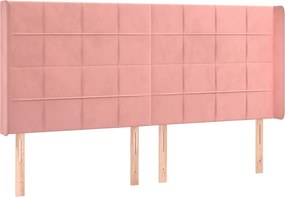 vidaXL Κρεβάτι Boxspring με Στρώμα &amp; LED Ροζ 160x200 εκ. Βελούδινο