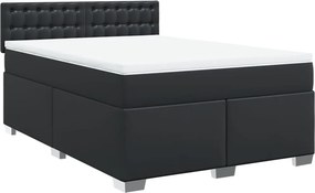 vidaXL Κρεβάτι Boxspring με Στρώμα Μαύρο 160x200εκ.από Συνθετικό Δέρμα
