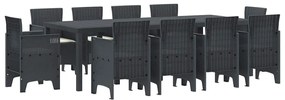 vidaXL Σέτ φαγητού για κήπο 11 pcs Ανθρακί Πολυπροπυλένιο