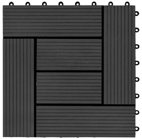 vidaXL Πλακάκια Deck 22 τεμ. Μαύρα 30 x 30 εκ. 2 μ² από WPC