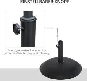 Βάση ομπρέλας, βάση ομπρέλας, 3 προσαρμογείς, ρυθμιζόμενη, τσιμέντο, 25 kg, Μαύρο