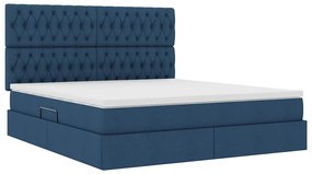 vidaXL LED Κρεβάτι αποθήκευσης με στρώμα Μπλε 160 x 200 cm Ύφασμα