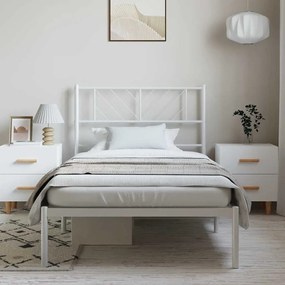 vidaXL Πλαίσιο Κρεβατιού με Κεφαλάρι Λευκό 100 x 200 εκ. Μεταλλικό