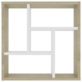 Ραφιέρα Τοίχου Λευκό/Sonoma Δρυς 45,1x16x45,1εκ. από Επεξ. Ξύλο - Λευκό