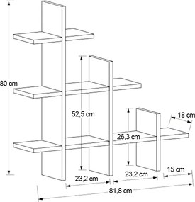 Ραφιέρα τοίχου Juke Megapap χρώμα ανθρακί 81,8x18x80εκ.