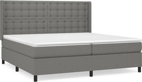 vidaXL Κρεβάτι Boxspring με Στρώμα Σκούρο Γκρι 200x200 εκ. Υφασμάτινο