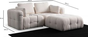 Corner Sofa Amaris 2 Seater With Pouffe -White White