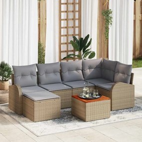 vidaXL Σετ Καναπέ Κήπου 7 pcs Μπεζ Πολυ ράταν