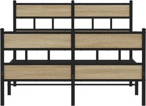 vidaXL Σκελετός Κρεβ. Χωρίς Στρώμα Sonoma Δρυς 120x200 εκ. Μεταλλικό