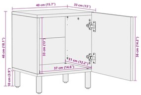 Κομοδίνο Μαύρο 40 x 33 x 46 εκ. από Μασίφ Ξύλο Μάνγκο - Μαύρο