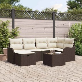 vidaXL Σετ Καναπέ Κήπου 7 pcs Καφέ και κρεμ 232.5 x 122.5 x 85 εκ