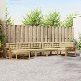 vidaXL Σειρά Καναπέ Εξωτερικού με μαξιλάρι 7 pcs Λευκό και Μπεζ
