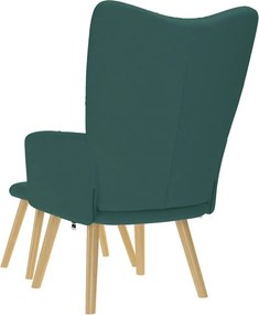 vidaXL Πολυθρόνα Relax Σκούρο Πράσινο Υφασμάτινη με Υποπόδιο