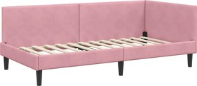 vidaXL Κρεβάτι Γωνίας Ροζ 100 x 200 cm Βελούδο