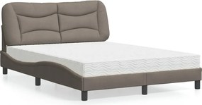 vidaXL Κρεβάτι με Στρώμα Hvar Taupe 140x200 εκ. Υφασμάτινο