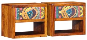 vidaXL Κομοδίνο 2 pcs Καφέ 40 x 35 x 35 εκ Μασίφ ξύλο ακακίας