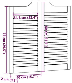 SWING DOORS LOUVRED DESIGN 1 ΖΕΥΓΟΣ ΛΕΥΚΟ 80X80 CM 4107136