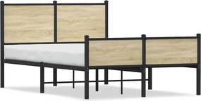 vidaXL Σκελετός Κρεβ. Χωρίς Στρώμα Sonoma Δρυς 120x200 εκ. Μεταλλικό