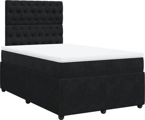 vidaXL Κρεβάτι Boxspring με Στρώμα Μαύρο 120 x 200 εκ. Βελούδινο
