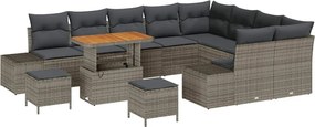 vidaXL Σετ Καναπέ Κήπου με μαξιλάρι 12 pcs Γκρι Πολυ ράταν